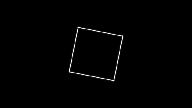 Single Square Rotating Line Frame Border, White Seamless Loop Alpha 4K