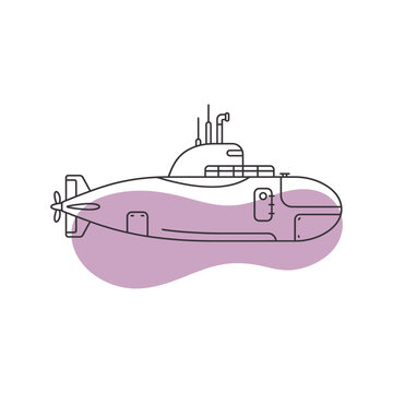 Submarine vessel underwater with propeller and periscope.