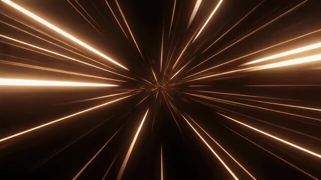 Golden Hyperspace Warp Speed Light Streaks 4K Generative AI