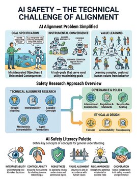 Infographic explaining artificial intelligence safety and alignment