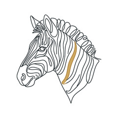 Obraz premium Zebra head profile portrait minimalist line art.