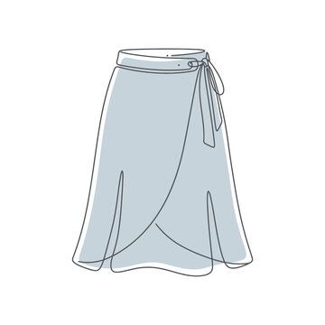 Wrap skirt line art with blue shape.