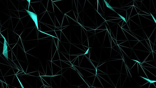 Polygonal Connection Network Background Loop. Abstract Triangulated Wireframe Surface Background. Abstract Geometric Polygon Network Motion Background