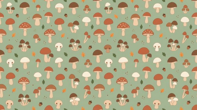 Cute Forest Mushroom Seamless Pattern