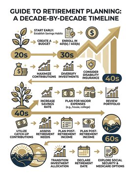 Infographic guide to retirement planning and financial timeline