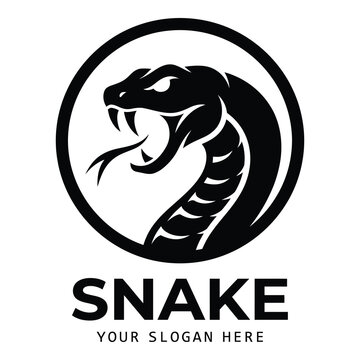 Black snake head logo in circle with text  no brand icon