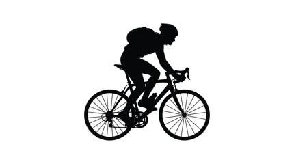 Naklejka premium cyclist riding bicycle silhouette bike rider cycle transportation travel fitness activity sport