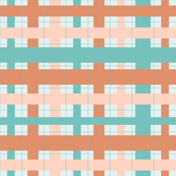 Plaid tartan seamless pattern, dark cyan geometric vector background for textile, wallpaper and wrapping paper
