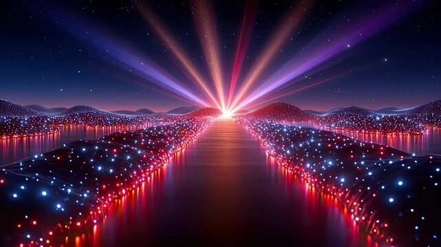 Starry path with glowing lights