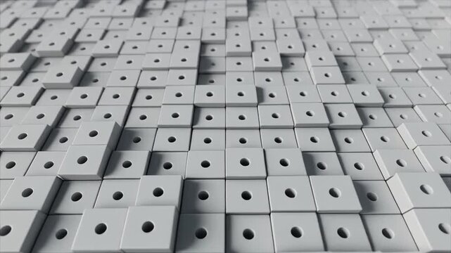 3d blocks shifting pattern with circular holes seamless motion loop