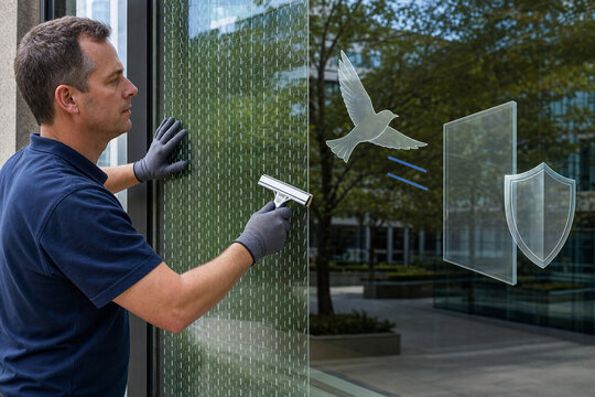 Bird safe window film installation