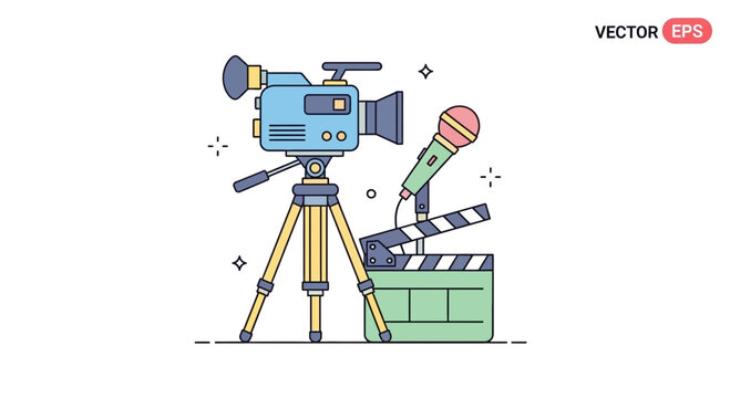 Filmmaking Equipment: Camera, Microphone, Clapperboard