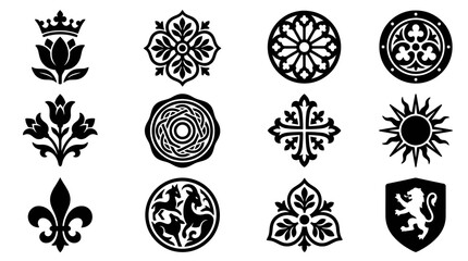 Collection of Decorative Heraldic Symbols and Ornaments. © Sapu