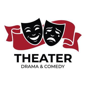 Theatre comedy theater comedy masks on a red cloth icon