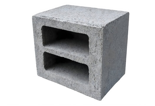Single grey concrete block for construction