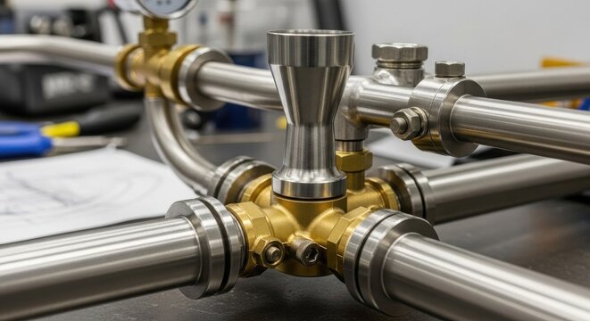 Industrial Venturi Flow Meter Assembly With Metal Piping