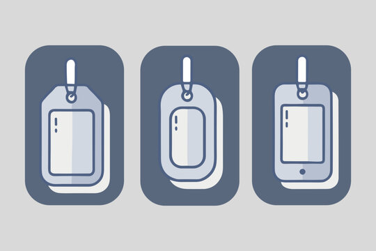 Luggage Tag and Suitcase Label Flat Icon Set for Travel and Identification