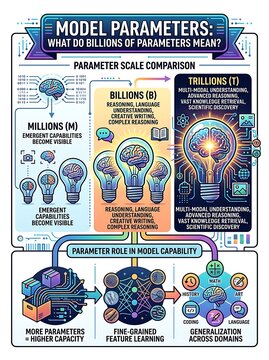 Educational infographic showing ai model parameter scale comparison