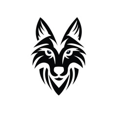 Obraz premium Black and white tribal fox head logo design for creative branding