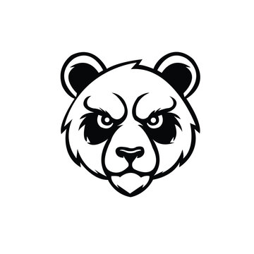 Angry panda bear head logo illustration