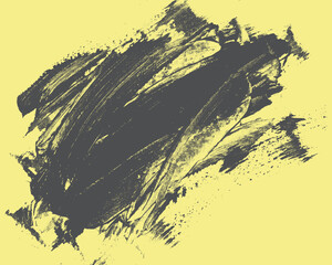 Fototapeta premium Bold dark gray paint brush stroke on light yellow canvas background