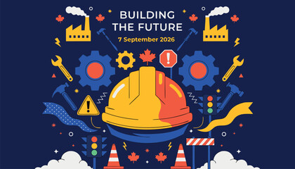 Naklejka premium Building the future construction industry concept poster