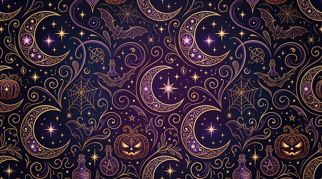 Cute Halloween vector clipart set with pumpkin, ghost, black cat, witch hat, spooky haunted house, and magic icons isolated on white background.