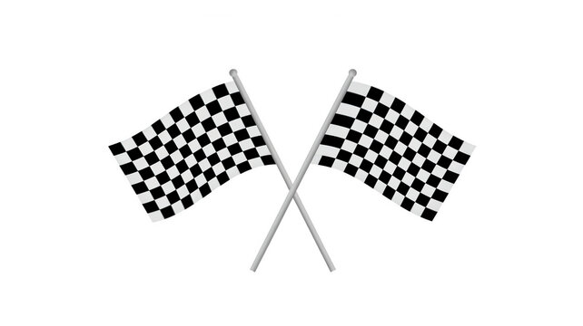Two crossed checkered racing flags isolated on transparent background