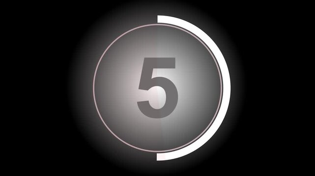 Circular countdown timer with number three on black background circle clock