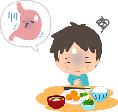 胃の調子が悪く食事が摂れないゲッソリした若い男性