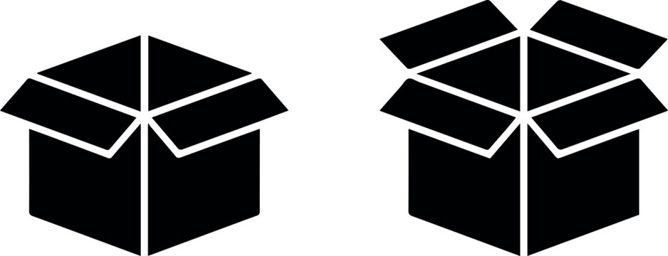 Package delivery box icon open closed for logistics apps
