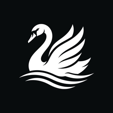 White swan bird swimming on water with wings spread out to side one leg tucked in icon