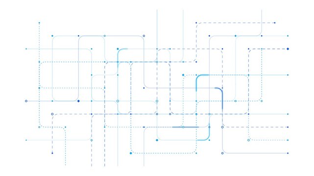 Abstract Flow Diagram with Blue Circuit Lines