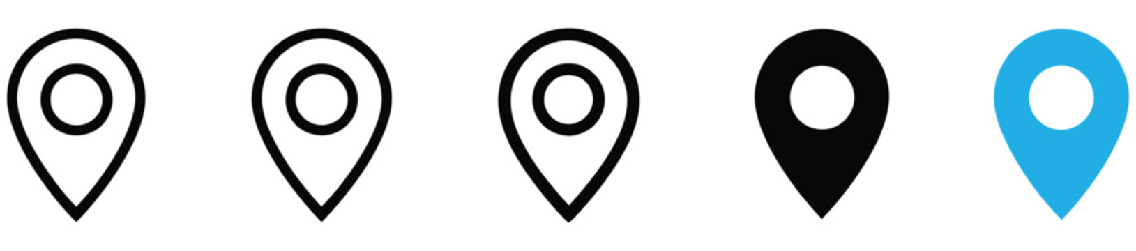 Location pin, simple map marker vector icon for destination, travel, navigation, logistics, and mapping platforms.