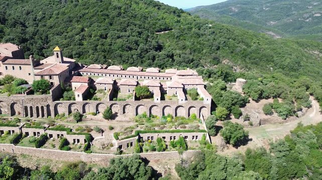 Monast&egrave;re Notre-Dame de Cl&eacute;mence - Chartreuse de La Verne isol&eacute;e dans le Massif des Maures - Var, France - drone 4k