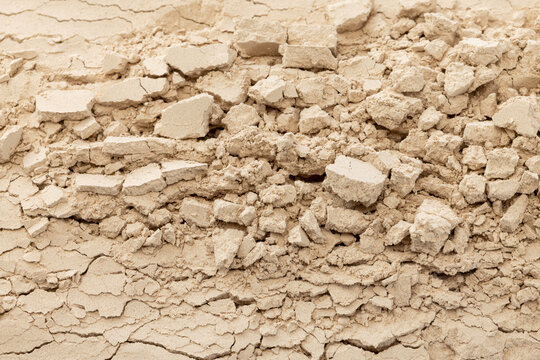 Still Life Texture of Fragmented Cracked Pale Dry Soil
