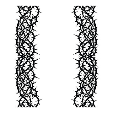 Thorn branches forming two vertical border designs side by side on white background icon