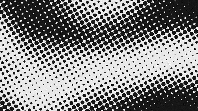 Black and White Halftone Dots Gradient Vector Pattern Comic Pop Art Background