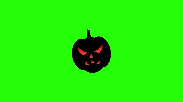 Halloween pumpkin silhouette on green screen. Spooky jack-o-lantern icon for video editing.