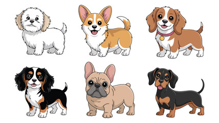 Naklejka premium Cute small dog collection illustration isolated on white background
