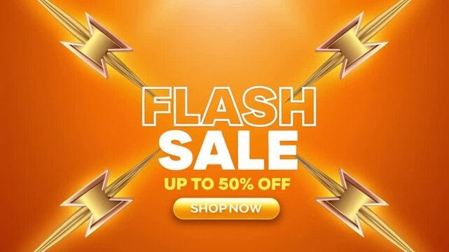 Flash sale banner with fifty percent discount promotion
