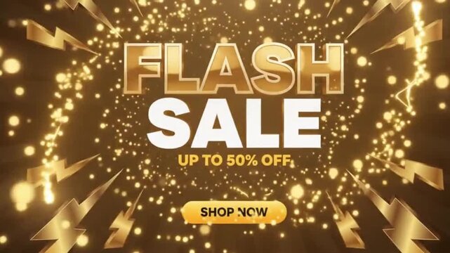 Flash sale banner with fifty percent discount promotion