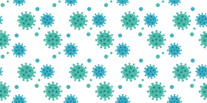 seamless pattern with virus icons on white background vector illustration