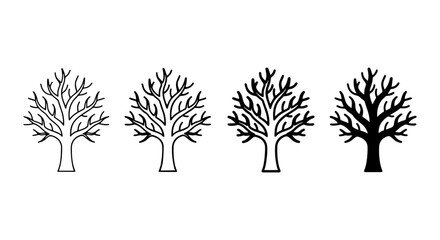 Obraz premium Bare Tree Silhouettes, Minimalist Vector Icons, Seasonal Nature Graphics, Winter Branch Art