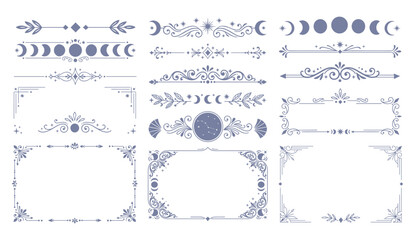 Set of celestial and mystical decorative frames and dividers. © MdAmdadul