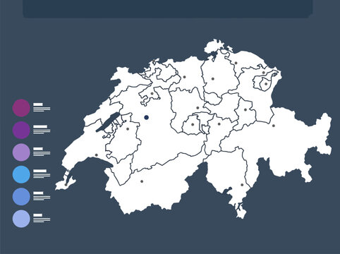 Switzerland Canton Map Infographic with Data Points and Sidebar Elements