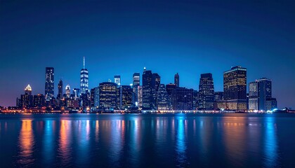 Fototapeta premium 夜景シルエットのシンプル街並み背景画像
