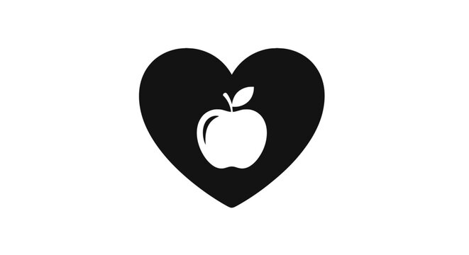 Black heart shaped apple logo symbol.