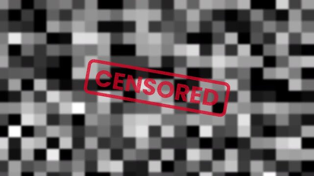Abstract mosaic pixel blur effect with stamp censored animation high-quality 4K resolution. 
