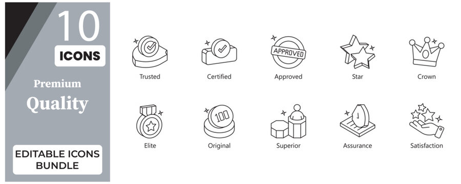 Premium Quality Badge Line Icons Set
